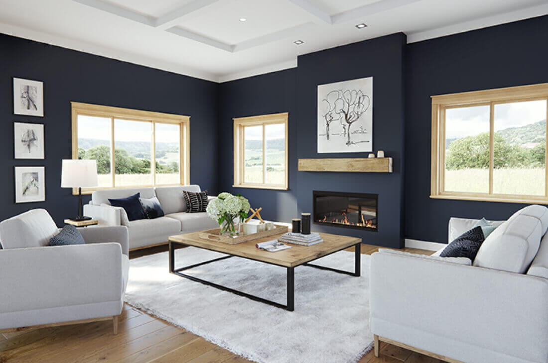 Marvin Elevate Fiberglass Clad, Natural Wood Gliding Windows